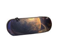 JKSEEPYN Planet Trousse à crayons et trousse de maquillage en cuir avec coque rigide imprimée, organiseur élégant pour l'école, le bureau et les voyages, Noir , Taille unique, Cartable