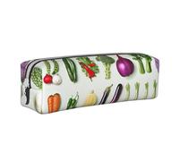 JKSEEPYN Présentation de divers légumes en cuir imprimé trousse à crayons pour étudiants filles garçons - Trousse de maquillage simple pour l'école, le bureau, les voyages, blanc, Taille unique