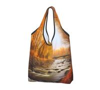 JKSEEPYN River Park Lot de 2 sacs de courses imprimés pliables, réutilisables et lavables