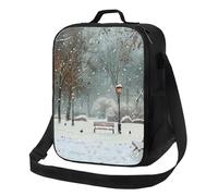 JKSEEPYN Sac à déjeuner isotherme réutilisable avec inscription « Snow Falling in The Park » pour femmes, hommes, enfants