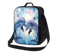 JKSEEPYN Sac à déjeuner isotherme réutilisable avec motif Dolphins in Love pour femmes, hommes, enfants