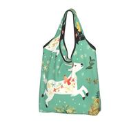 JKSEEPYN Sac à provisions imprimé chèvre Frolic, pliable, réutilisable, lavable, sac fourre-tout à bandoulière, sac fourre-tout quotidien, 1 pièce