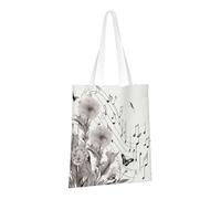 JKSEEPYN Sac fourre-tout en toile réutilisable imprimé botanique avec notes de musique volantes, sacs à provisions à bandoulière lavables, Notes de musique volantes botaniques, Taille unique
