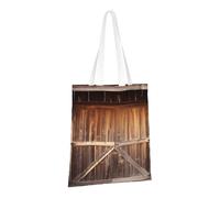 JKSEEPYN Sac fourre-tout en toile réutilisable imprimé botanique avec notes de musique volantes, sacs à provisions à bandoulière lavables, Porte de grange, Taille unique