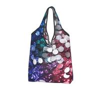 JKSEEPYN Sacs à provisions imprimés graffiti, hip-hop, pliables, réutilisables, lavables à l'épaule, sacs fourre-tout, sac utilitaire quotidien, Paillettes à pois., Taille unique