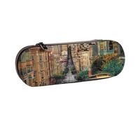 JKSEEPYN San Francisco Trousse à crayons et trousse de maquillage en cuir avec coque rigide imprimée, organiseur élégant pour l'école, le bureau et les voyages, Noir , Taille unique, Cartable