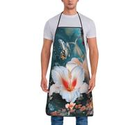 JKSEEPYN Tablier de cuisine imperméable avec citations inspirantes pour homme et femme - Tablier de cuisine pour cuisine, pâtisserie, jardinage, restaurant, barbecue, café, Fleur et papillon., taille