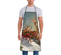 JKSEEPYN Tablier de cuisine imperméable pour homme et femme avec imprimé rose vif pour cuisine, pâtisserie, jardinage, restaurant, barbecue, café, Joyeux Noël 2., taille unique