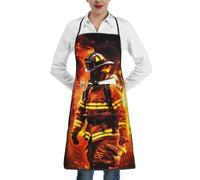 JKSEEPYN Tablier de cuisine réglable avec poches Motif coccinelle humoristique pour homme et femme, Flamme de pompier, taille unique