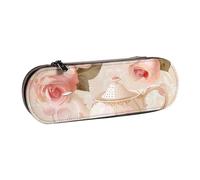 JKSEEPYN Tasses à thé avec roses romantiques shabby imprimé coque rigide en cuir et trousse de maquillage, organisateur élégant pour l'école, le bureau et les voyages, Noir , Taille unique, Cartable