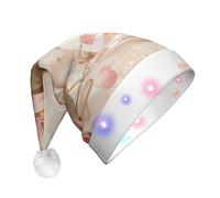 JKSEEPYN Tasses à thé avec roses - Style shabby romantique - Pour adulte - En peluche - Chapeau de Père Noël lumineux à LED - Pour Noël, Nouvel An