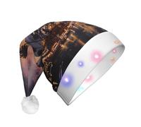 JKSEEPYN The Old Hollywood Bonnet de Noël en peluche pour adulte avec éclairage LED pour fête de Noël Nouvel An