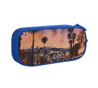 JKSEEPYN The Old Hollywood Trousse à crayons avec double couche zippée et poches pour le bureau, les voyages ou l'école Noir, bleu, Taille unique, Cartable