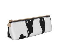 JKSEEPYN Trousse à crayons avec imprimé libellule bleue pour étudiants filles garçons - Trousse triangulaire en cuir PVC pour papeterie, maquillage, école, bureau, voyage, Motif vache noire et blanche