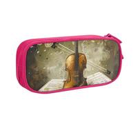 JKSEEPYN Trousse à crayons avec imprimé papillon et violoncelle - Organiseur de maquillage noir - Double couche zippée avec emplacements pour stylos et poches pour le bureau, les voyages ou l'école,