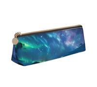 JKSEEPYN Trousse à crayons avec imprimé papillon violet pour étudiants filles garçons - Trousse triangulaire en cuir PVC pour papeterie, maquillage, école, bureau, voyage, Northern Lights, Taille
