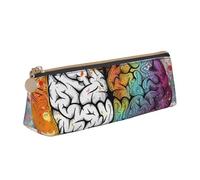 JKSEEPYN Trousse à crayons avec imprimé papillon violet pour étudiants filles garçons - Trousse triangulaire en cuir PVC pour papeterie, maquillage, école, bureau, voyage, Avantage du cerveau gauche