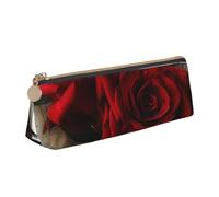 JKSEEPYN Trousse à crayons avec imprimé rose gothique pour étudiants, filles, garçons, triangulaire, en cuir PVC, trousse de maquillage, pour l'école, le bureau, les voyages, Rose gothique 1, Taille