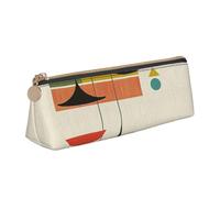 JKSEEPYN Trousse à crayons avec imprimé rose violette pour étudiants, filles, garçons, triangulaire, en cuir PVC, trousse de maquillage pour l'école, le bureau, les voyages, Impressions modernes du