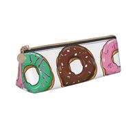 JKSEEPYN Trousse à crayons avec motif aigle avec drapeau américain pour étudiants, filles, garçons, triangulaire, en cuir PVC, trousse de maquillage pour l'école, le bureau, les voyages, Donuts