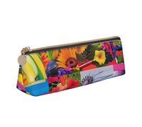 JKSEEPYN Trousse à crayons avec motif aigle avec drapeau américain pour étudiants, filles, garçons, triangulaire, en cuir PVC, trousse de maquillage pour l'école, le bureau, les voyages, Collage