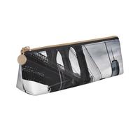 JKSEEPYN Trousse à crayons avec motif camouflage imprimé pour étudiants, filles, garçons, triangle en cuir PVC, trousse de maquillage pour l'école, le bureau, les voyages, Brooklyn Bridge, Taille
