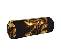 JKSEEPYN Trousse à crayons d'intérieur en cuir imprimé basket-ball pour étudiants, filles, garçons, trousse de maquillage ronde pour l'école, le bureau, les voyages, Or rose., Taille unique, Cartable