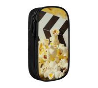 JKSEEPYN Trousse à crayons double couche avec imprimé de cinéma et pop-corn - Grande capacité - Pour l'école, le bureau, les voyages ou le maquillage - Noir, Noir , Taille unique, Cartable