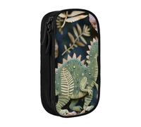 JKSEEPYN Trousse à crayons double couche avec imprimé dinosaure - Grande capacité - Pour l'école, le bureau, les voyages ou le maquillage - Noir, Noir , Taille unique, Cartable