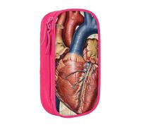 JKSEEPYN Trousse à crayons double couche avec imprimé graphique de l'anatomie humaine - Noir - Grande capacité - Pour l'école, le bureau, les voyages ou le maquillage, rose, Taille unique, Cartable