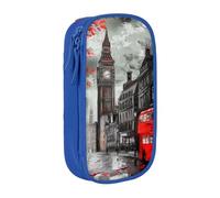 JKSEEPYN Trousse à crayons double couche avec imprimé London Street - Grande capacité - Pour l'école, le bureau, les voyages ou le maquillage, bleu, Taille unique, Cartable