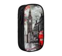 JKSEEPYN Trousse à crayons double couche avec imprimé London Street - Grande capacité - Pour l'école, le bureau, les voyages ou le maquillage, Noir , Taille unique, Cartable