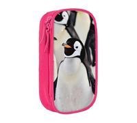 JKSEEPYN Trousse à crayons double couche avec motif pingouin mignon imprimé - Grande capacité - Pour l'école, le bureau, les voyages ou le maquillage, rose, Taille unique, Cartable
