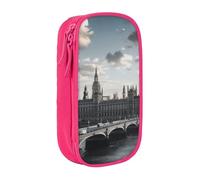 JKSEEPYN Trousse à crayons double couche imprimée Londres, noire, grande capacité, jolie trousse à crayons pour l'école, le bureau, les voyages ou le maquillage, rose, Taille unique, Cartable