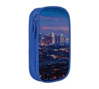 JKSEEPYN Trousse à crayons double couche imprimée Los Angeles Skyline noire de grande capacité pour l'école, le bureau, les voyages ou l'organisateur de maquillage, bleu, Taille unique, Cartable