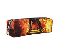 JKSEEPYN Trousse à crayons en cuir avec imprimé flamme pompier pour étudiants, filles, garçons, trousse de maquillage simple pour l'école, le bureau, les voyages, blanc, Taille unique, Cartable