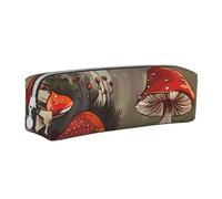 JKSEEPYN Trousse à crayons en cuir imprimé champignons rouges pour étudiants, filles, garçons, trousse de maquillage simple pour l'école, le bureau, les voyages, blanc, Taille unique, Cartable