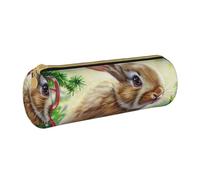 JKSEEPYN Trousse à crayons en cuir imprimé chapeau et bottes de cowboy pour étudiants, filles, garçons, trousse de maquillage ronde pour l'école, le bureau, les voyages, Lapin, Taille unique, Cartable