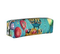 JKSEEPYN Trousse à crayons en cuir imprimé « Happy Birthday » pour étudiants, filles, garçons, trousse de maquillage simple pour l'école, le bureau, les voyages, blanc, Taille unique, Cartable