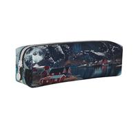 JKSEEPYN Trousse à crayons en cuir imprimé îles de Norvège avec fermeture éclair - Design minimaliste ultra fin - Pour l'école, les cosmétiques, blanc, Taille unique, Organiseur de sac