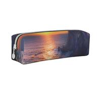 JKSEEPYN Trousse à crayons en cuir imprimé Irlande Sunset Seascape pour étudiants, filles, garçons, trousse de maquillage simple pour l'école, le bureau, les voyages, blanc, Taille unique, Cartable