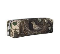 JKSEEPYN Trousse à crayons en cuir imprimé nid d'oiseaux pour étudiants, filles, garçons, trousse de maquillage simple pour l'école, le bureau, les voyages, blanc, Taille unique, Cartable
