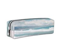 JKSEEPYN Trousse à crayons en cuir imprimé Ocean Beach pour étudiants, filles, garçons, trousse de maquillage simple pour l'école, le bureau, les voyages, blanc, Taille unique, Cartable