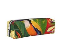 JKSEEPYN Trousse à crayons en cuir imprimé oiseau de paradis tropical pour étudiants, filles, garçons, trousse de maquillage simple pour l'école, le bureau, les voyages, blanc, Taille unique, Cartable