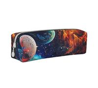 JKSEEPYN Trousse à crayons en cuir imprimé planètes spatiales pour étudiants, filles, garçons, trousse de maquillage simple pour l'école, le bureau, les voyages, blanc, Taille unique, Cartable
