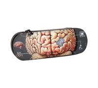 JKSEEPYN Trousse à crayons et trousse de maquillage en cuir avec imprimé cerveau humain, organiseur élégant pour l'école, le bureau et les voyages, Noir , Taille unique, Cartable