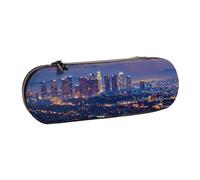 JKSEEPYN Trousse à crayons et trousse de maquillage en cuir rigide avec imprimé Los Angeles Skyline - Organiseur élégant pour l'école, le bureau et les voyages, Noir , Taille unique, Cartable