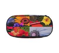 JKSEEPYN Trousse à crayons imprimée avec collage coloré et trousse de maquillage de voyage - Trousse à crayons amusante pour l'école et le bureau, Noir , Taille unique, Cartable