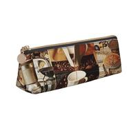 JKSEEPYN Trousse à crayons imprimée chapeau de cowboy et bottes pour étudiants, filles, garçons, triangle en cuir PVC, trousse de maquillage pour l'école, le bureau, les voyages, Collage café, Taille