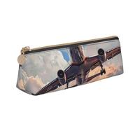 JKSEEPYN Trousse à crayons imprimée de bulles de bière pour étudiants, filles, garçons, triangle en cuir PVC, trousse de maquillage pour l'école, le bureau, les voyages, Airplane Art, Taille unique